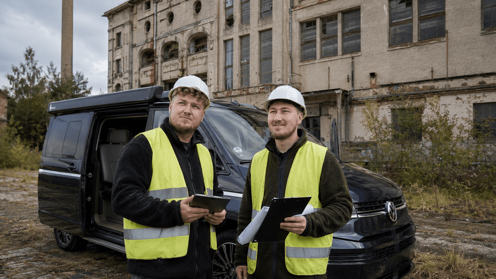 Crew vor Kontorhaus VII bei Erstbegehung